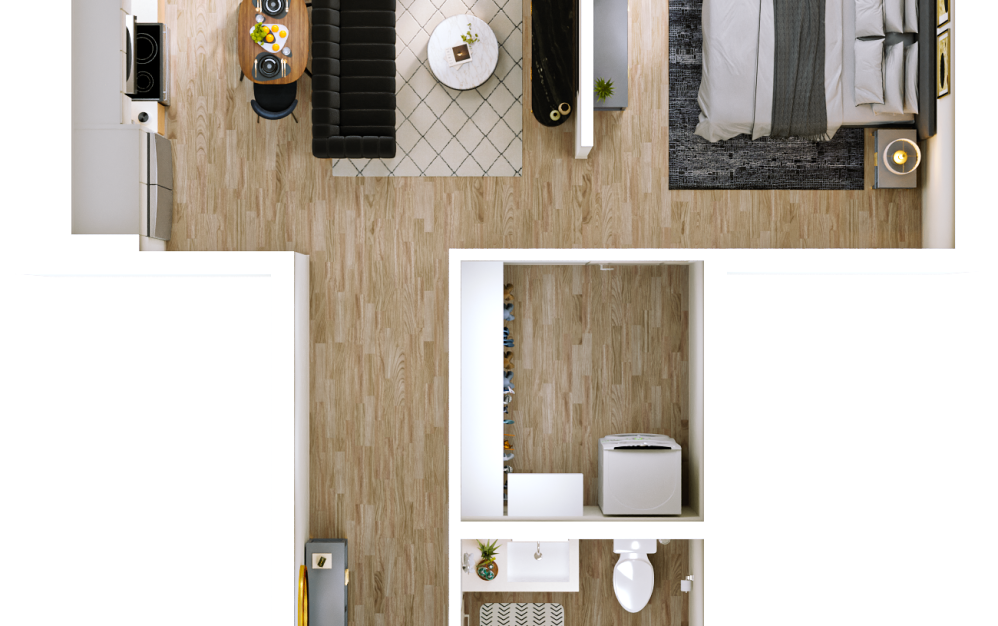 A2 - 1 bedroom floorplan layout with 1 bathroom and 679 square feet