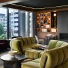 moody lobby of new high rise in West Midtown 