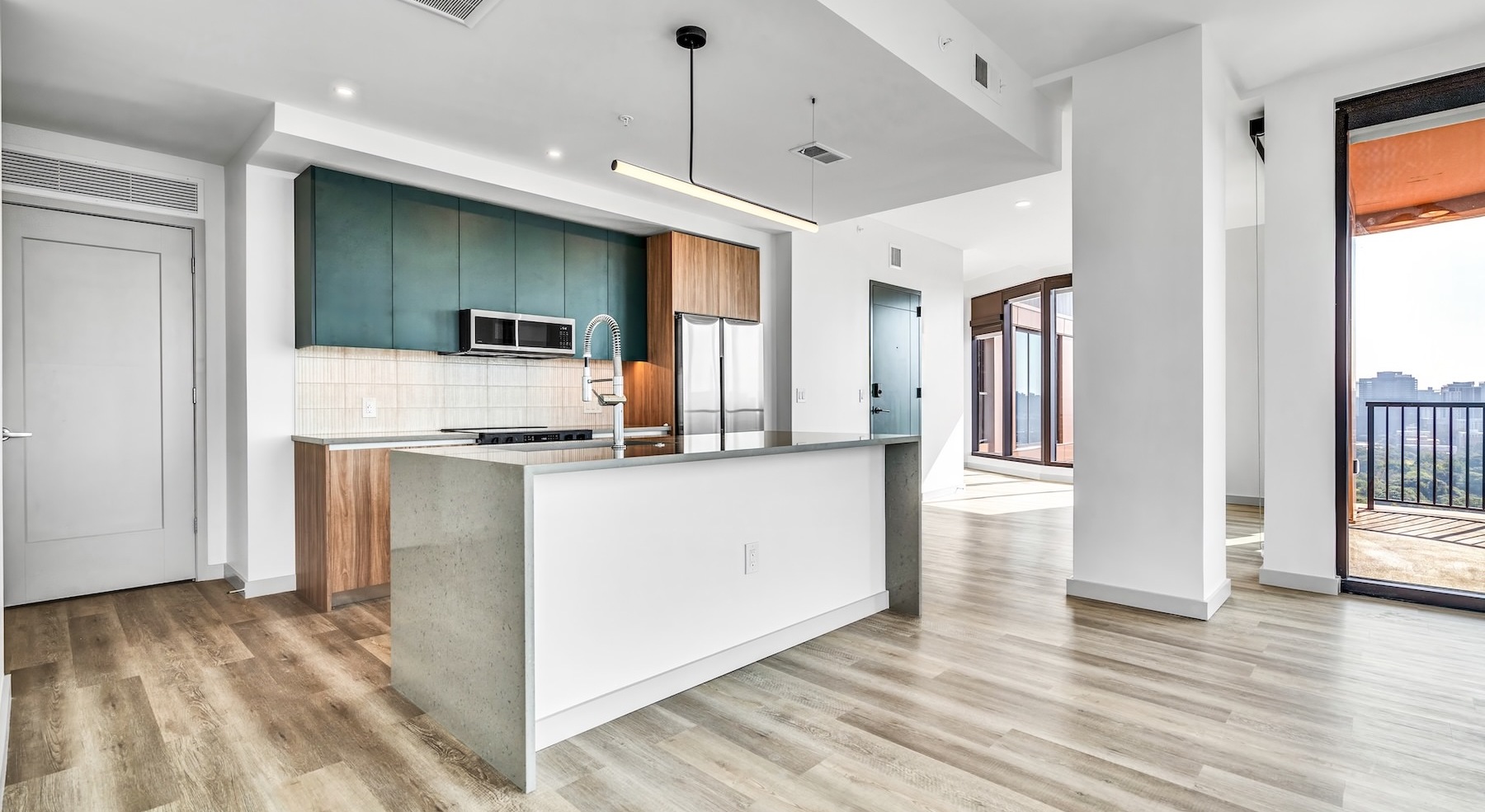 large kitchen with natural light