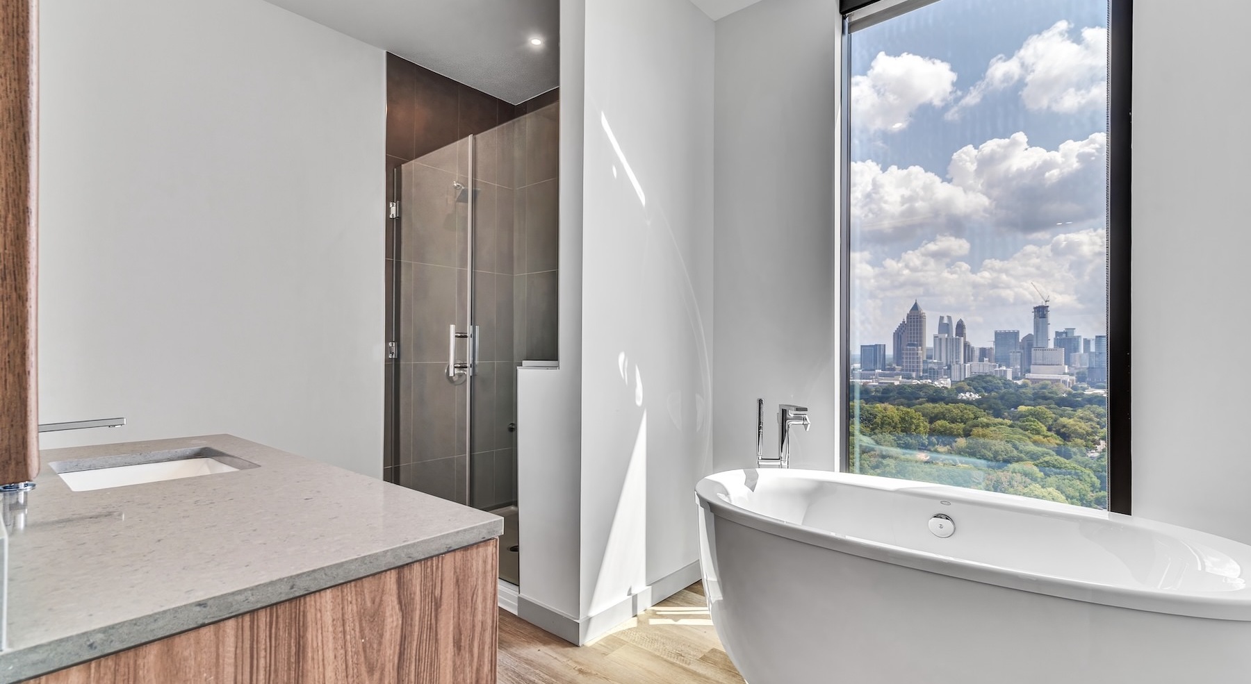 bathroom with large windows