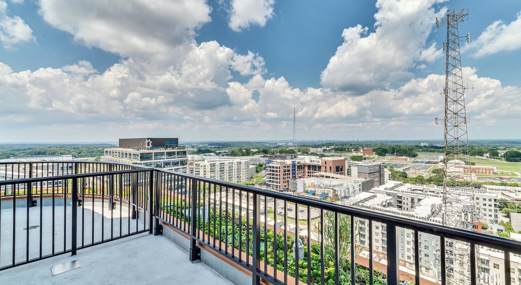 balcony with city views
