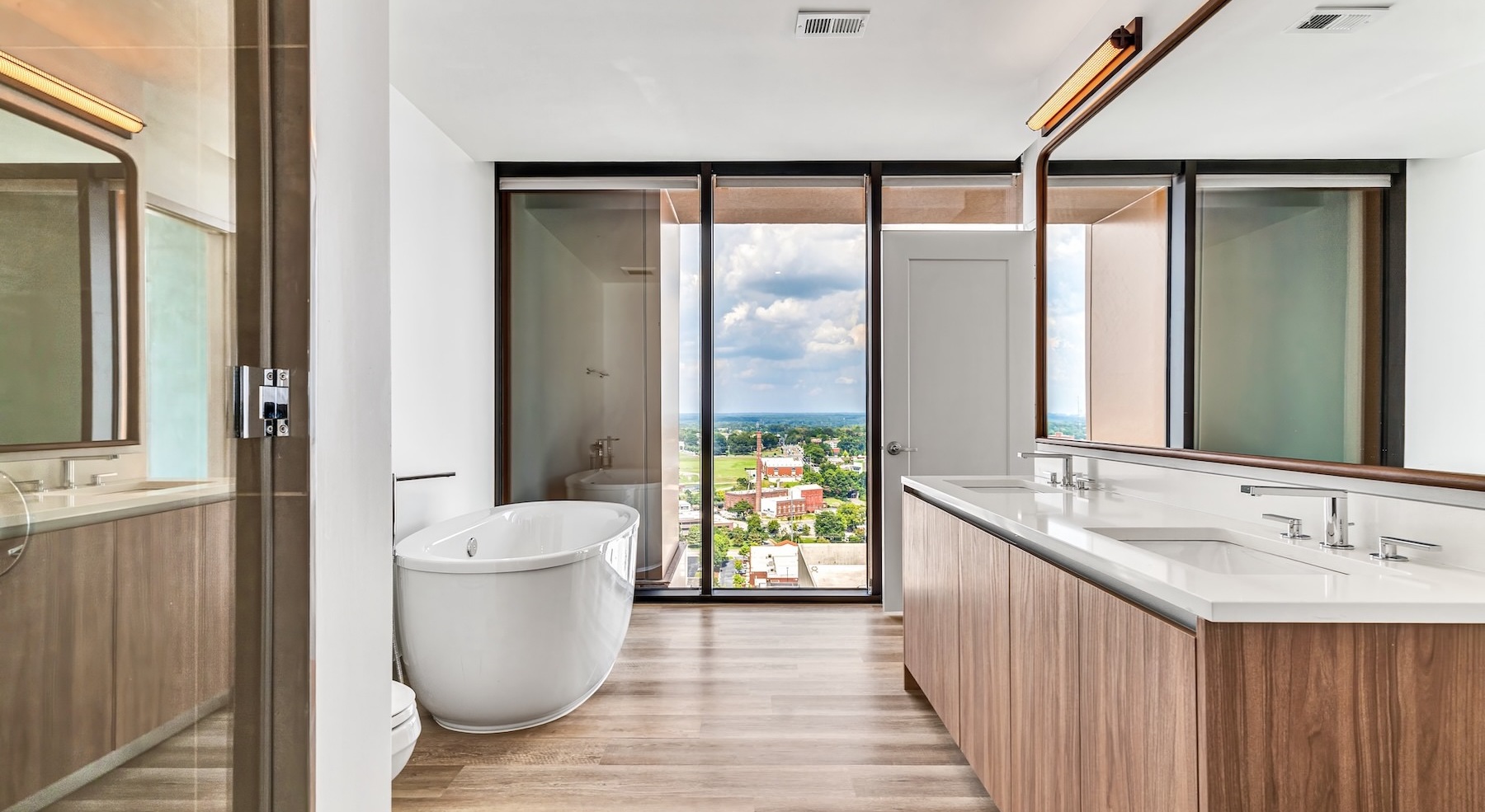 large open bathroom with large windows