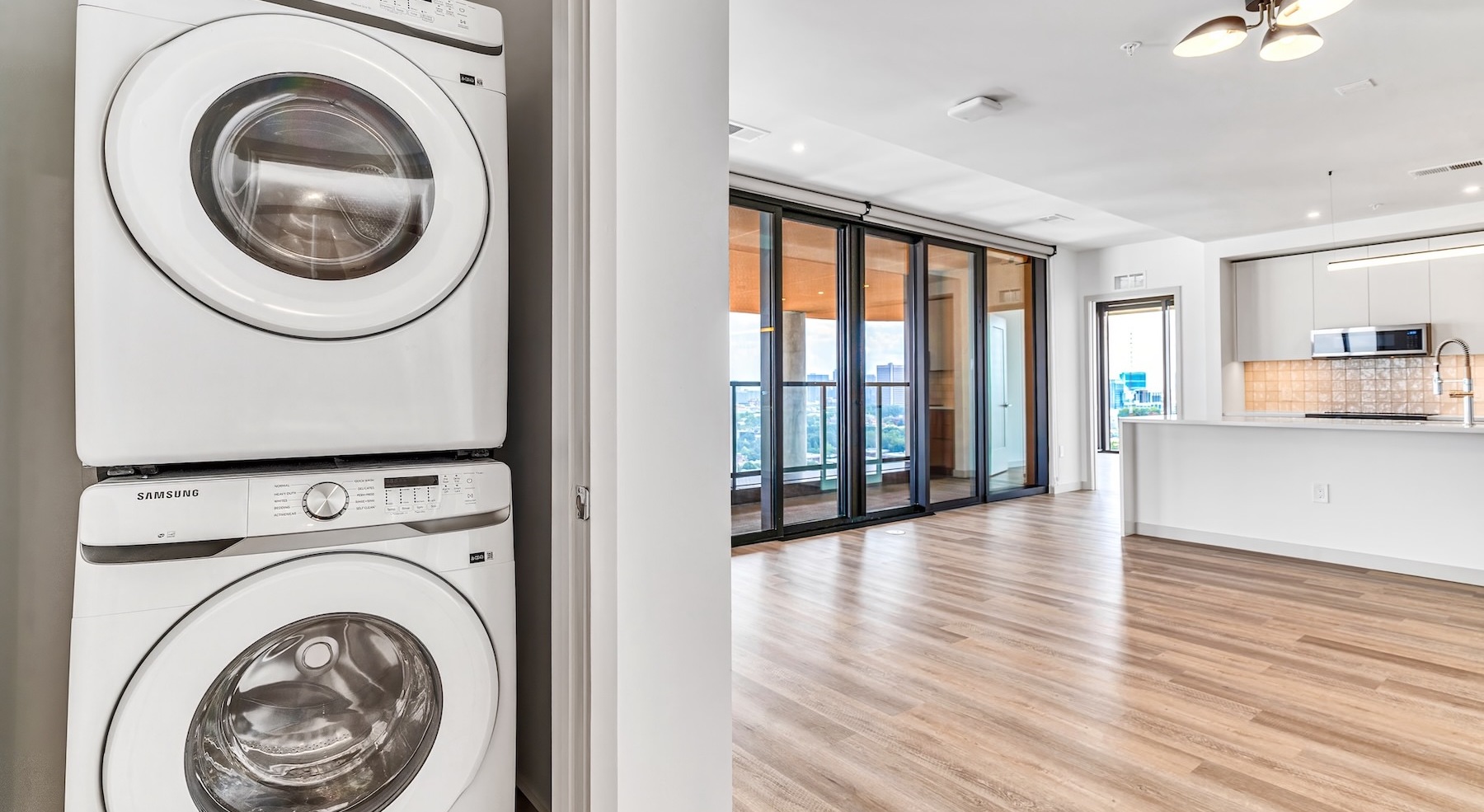 washer and dryer in closet