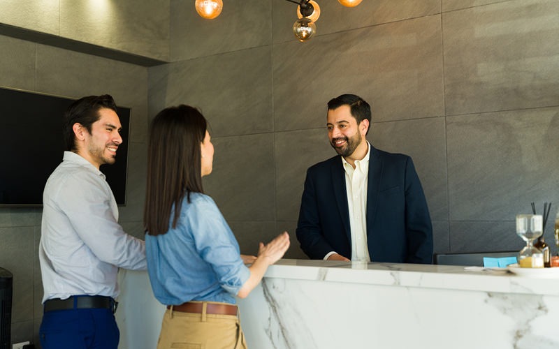 residents at concierge desk
