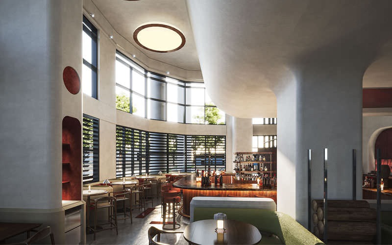 dining room with bar